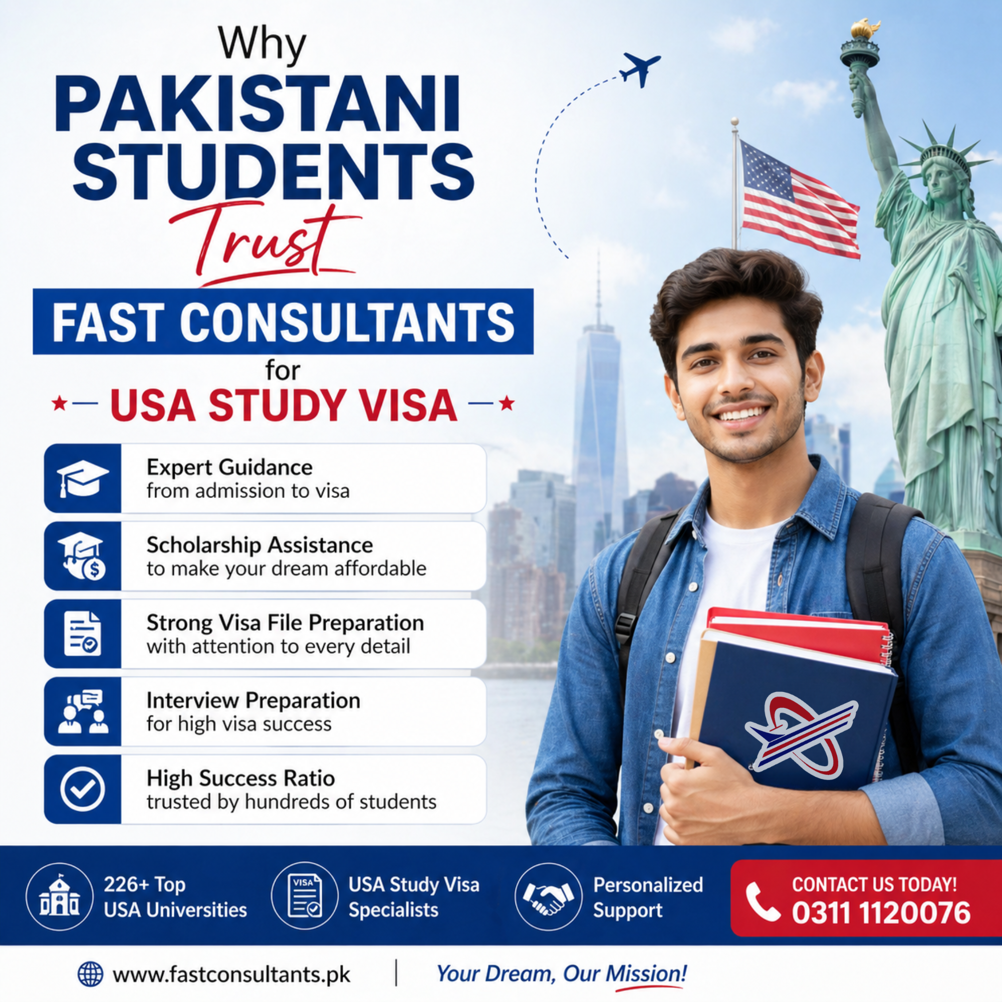 Discover why thousands of Pakistani students trust Fast Consultants, Lahore's leading USA study visa experts, for F1 visa guidance, university admissions, and scholarships up to 80%. Read our full guide.