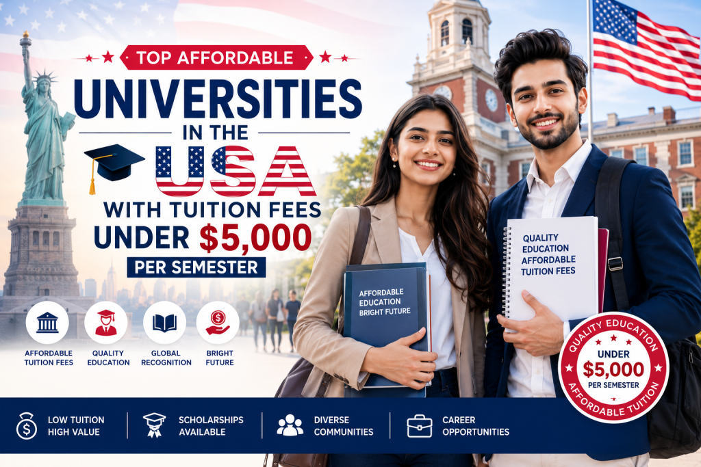 Studying in the USA does not always require a massive budget. With the right university selection strategy, scholarship planning, and professional guidance, Pakistani students can access quality education at affordable institutions with tuition fees under $5,000 per semester.
