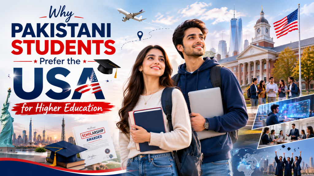 Pakistani students pursuing higher education in the USA with scholarship and career opportunities